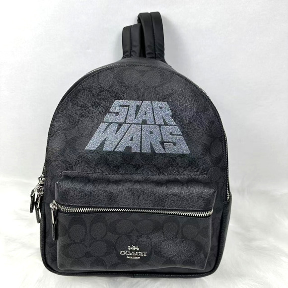 Coach Star Wars Medium Charlie Backpack Signature Canvas With Motif Black F88015 - Picture 1 of 11